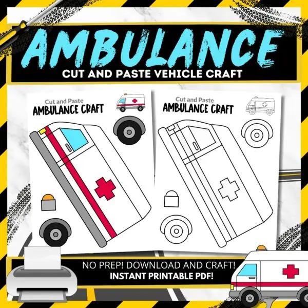 Explore the world of transportation with a printable ambulance craft template, perfect for toddlers to kindergarteners. This fun activity enhances creativity, focus, and motor skills as kids color, cut, and create their own ambulances. The template includes step-by-step instructions, images, and a tutorial video, making it an enjoyable family bonding activity with endless possibilities for playtime and decorations.