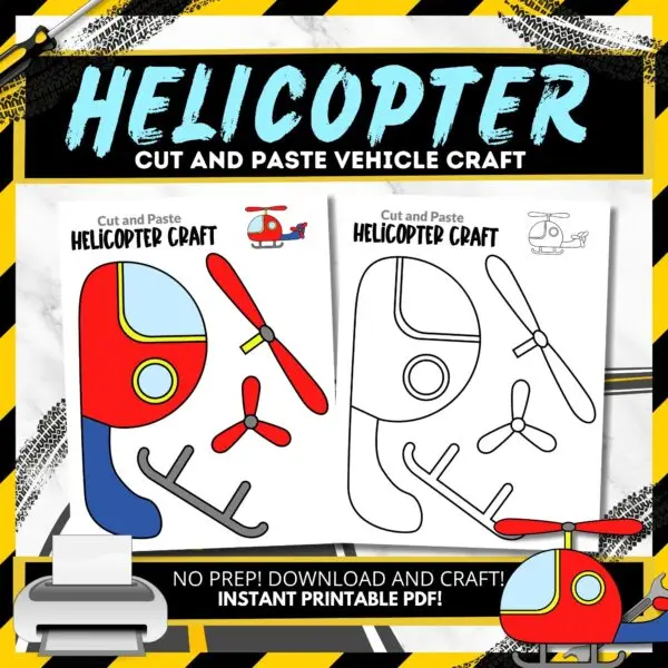 Looking for weekend fun with kids? Try this printable helicopter craft! It's perfect for toddlers to kindergarteners, introducing them to vehicles and the "H" sound. This DIY template enhances coloring, cutting, and sticking skills while allowing creativity for stencils or cards. In just 5 minutes, it becomes a family favorite, creating unforgettable memories together.