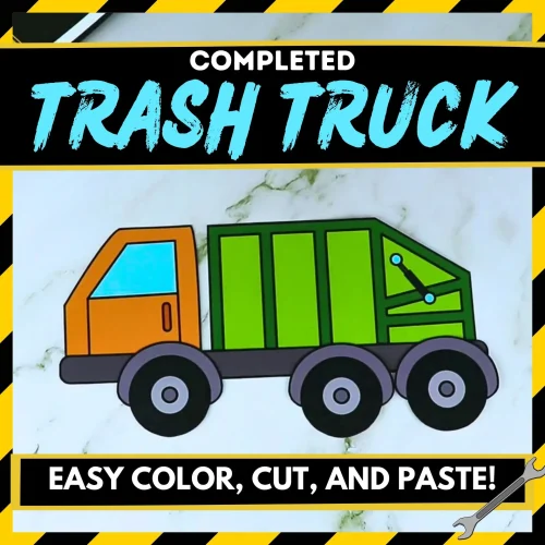 Looking for creative fun with preschoolers or toddlers? Try this printable community helper garbage truck project! It's great for little ones and even adults who enjoy crafts. This activity teaches shapes and vehicle types while enhancing focus and motor skills. With minimal supplies needed, you can spend quality time with your mini artists and create lasting memories using this fun trash truck template!