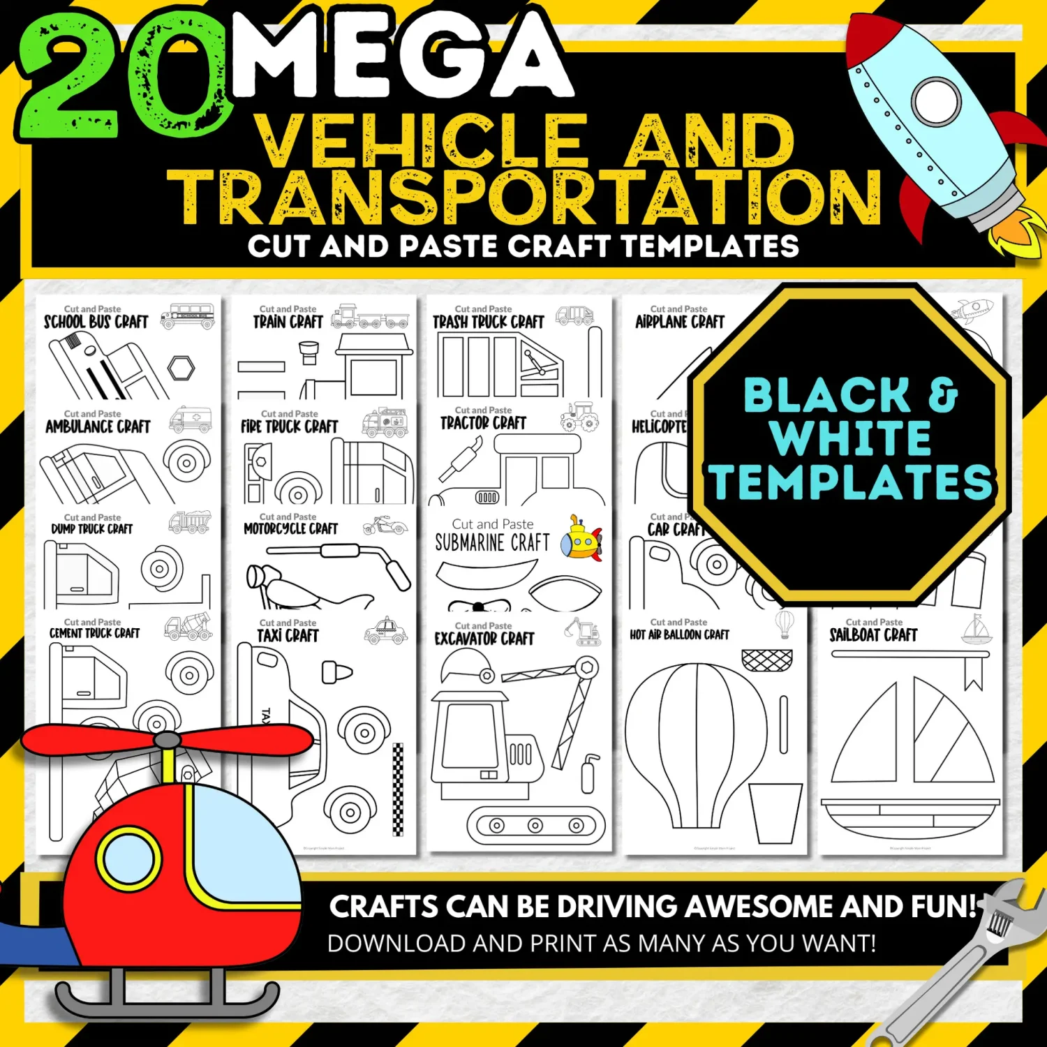 Are you in search of a simple, step-by-step cut-and-paste activity for your toddlers? Click now to access black and white printable vehicle templates for creating adorable paper crafts! These straightforward printable vehicle crafts are ideal for children learning about different modes of transportation. Kids of all ages, including kindergartners and older, will enjoy crafting these easy printable vehicle cut-and-paste projects!