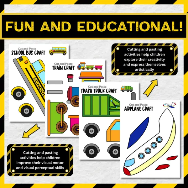 Are you in search of a vibrant set of easy-to-print vehicle crafts? These charming cut-and-paste full-color vehicle crafts are just what you need! Your children will enjoy creating fantastic projects like a school bus craft, hot air balloon craft, taxi cab craft, and many others using these simple, printable templates. Click now to buy your colorful printable vehicle templates today!