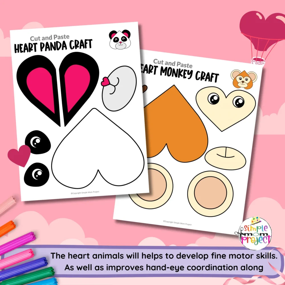 Are you looking for full colored heart animal crafts for your toddler, preschool and kindergarten kids? These colored cut-and-paste heart animal crafts are the ideal activities to keep your kids productive even on weekends. The printable heart animal templates can be used as coloring worksheets, stencils, decorations, diy cards and more crafts. Grab a few supplies and get your printable colored heart animal craft templates today!