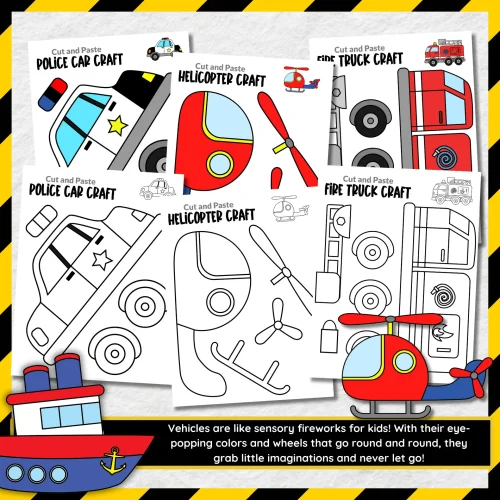 Rev up your creativity engines! If you're on the hunt for the ultimate vehicle crafts to keep your little ones (or big kids at heart) entertained, look no further! These super simple, no-prep crafts come with fun cut-and-paste templates that will have toddlers, preschoolers, and even grown-ups glued to their seats for hours. From our fan-favorite police car to speedy trains and soaring airplanes, these crafts are bound to be a smash hit for craft time or even homeschooling adventures. Buckle up and click here to snag these fabulous vehicle craft templates today!