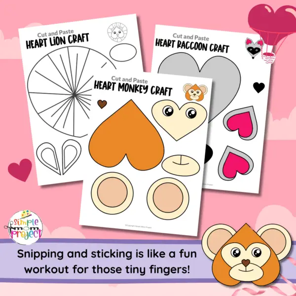 Are you looking for easy printable paper heart animal crafts to do with your preschool or kindergarten kids this weekend? These simple heart animal crafts are great for wall art or grab some brown paper bags and make cute heart animal puppets! Your kids can even glue them on to construction papers for handmade heart animal greeting cards. Make sure to grab your heart animal craft bundle set today!