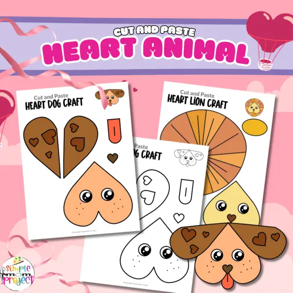 Are you looking for easy printable paper heart animal crafts to do with your preschool or kindergarten kids this weekend? These simple heart animal crafts are great for wall art or grab some brown paper bags and make cute heart animal puppets! Your kids can even glue them on to construction papers for handmade heart animal greeting cards. Make sure to grab your heart animal craft bundle set today!