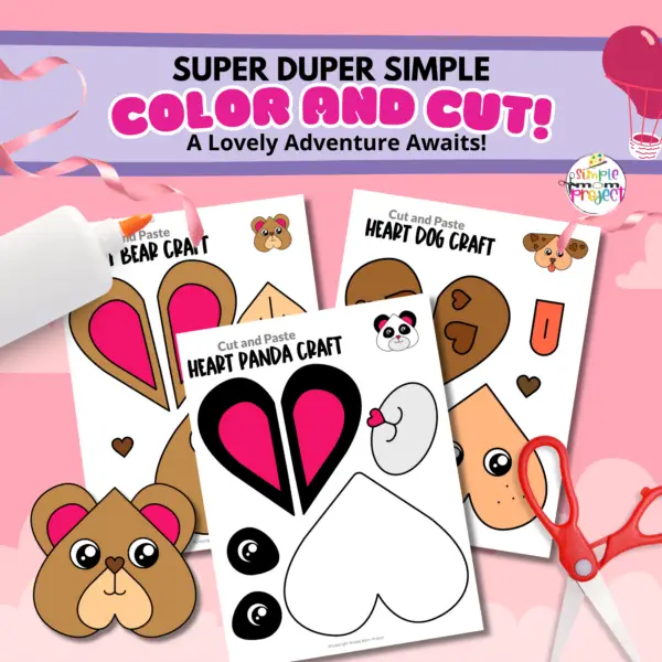 Are you looking for easy printable paper heart animal crafts to do with your preschool or kindergarten kids this weekend? These simple heart animal crafts are great for wall art or grab some brown paper bags and make cute heart animal puppets! Your kids can even glue them on to construction papers for handmade heart animal greeting cards. Make sure to grab your heart animal craft bundle set today!