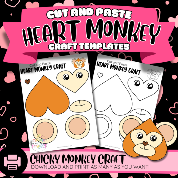 Looking for fun craft activities to engage students? This heart-shaped monkey craft is ideal for children of all ages. It can be turned into puppets, home décor, invitation cards, and more, helping kids develop fine motor skills, concentration, imagination, and creativity. This cut-and-paste activity is perfect for families or classrooms to create lasting memories together.