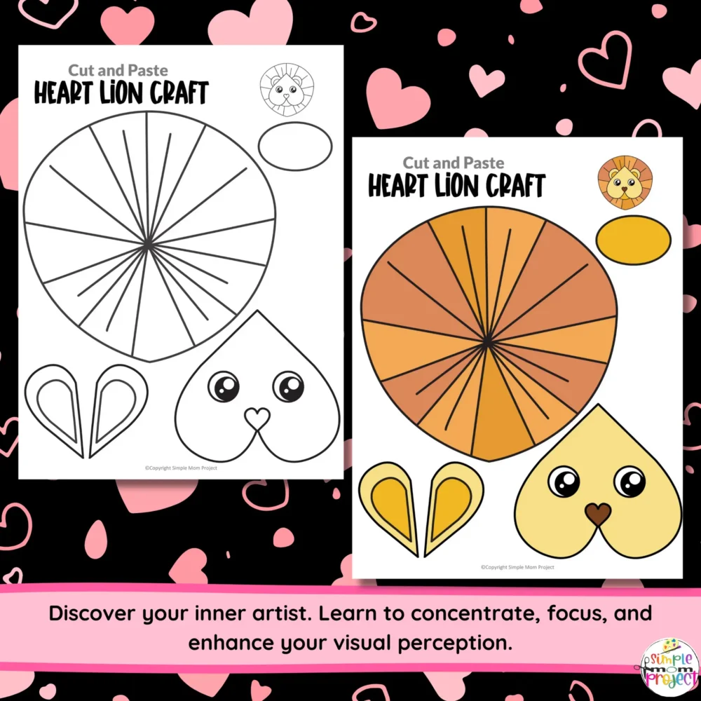 Make the most of your free time with kids by exploring fun art and craft projects like a printable heart-shaped lion. This charming craft is great for home or classroom use and can be combined with recycled materials for innovative creations. It's a simple cut-and-paste activity that enhances children's coloring, cutting, and gluing skills. Suitable for both small teams and larger groups, this craft promises to be a hit in many crafting sessions!