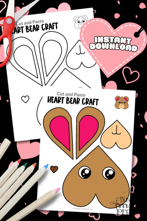 Looking for a fun weekend project for kids? Try crafting our heart-shaped bear, a favorite in animal crafts! This printable activity enhances children's coloring, cutting, and pasting skills while teaching about the letter B, shapes, and fun bear facts. Enjoy a creative and whimsical experience with our snip-and-stick heart bear craft! ❤️