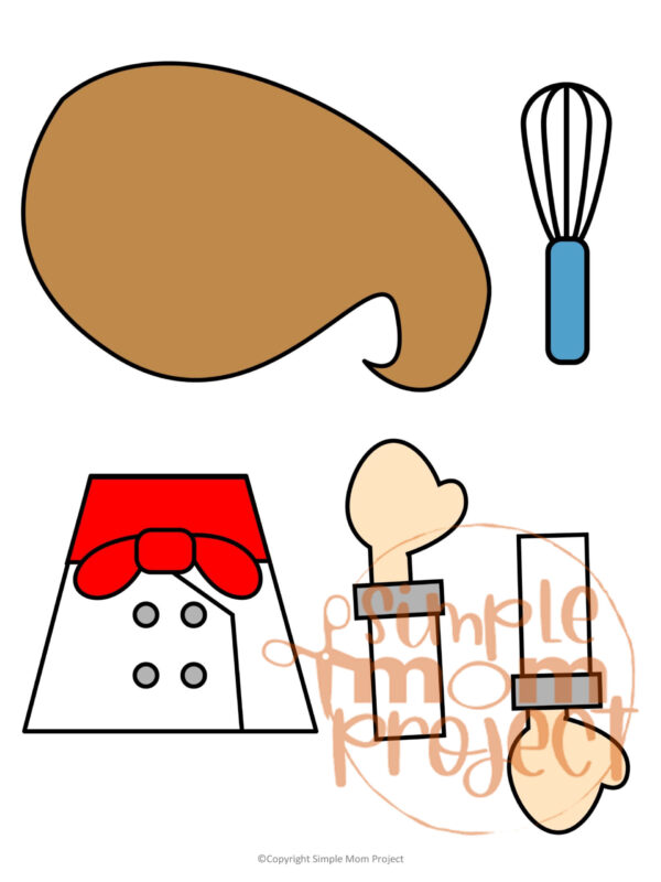 Printable Chef Paper Bag Puppet Community Helper Craft for Kids Preschooler Toddler 26