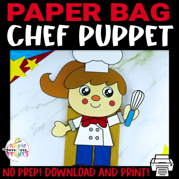 Are your little ones love to pretend to cook or bake yummy cookies? If so, they will definitely enjoy making these printable chef paper bag puppet crafts! These preschool printable chef hand puppets are perfect for learning the roles of community workers or include them in your puppet show. Kids will love assembling every part of this chef puppet craft. Click now to download your printable chef puppet templates!