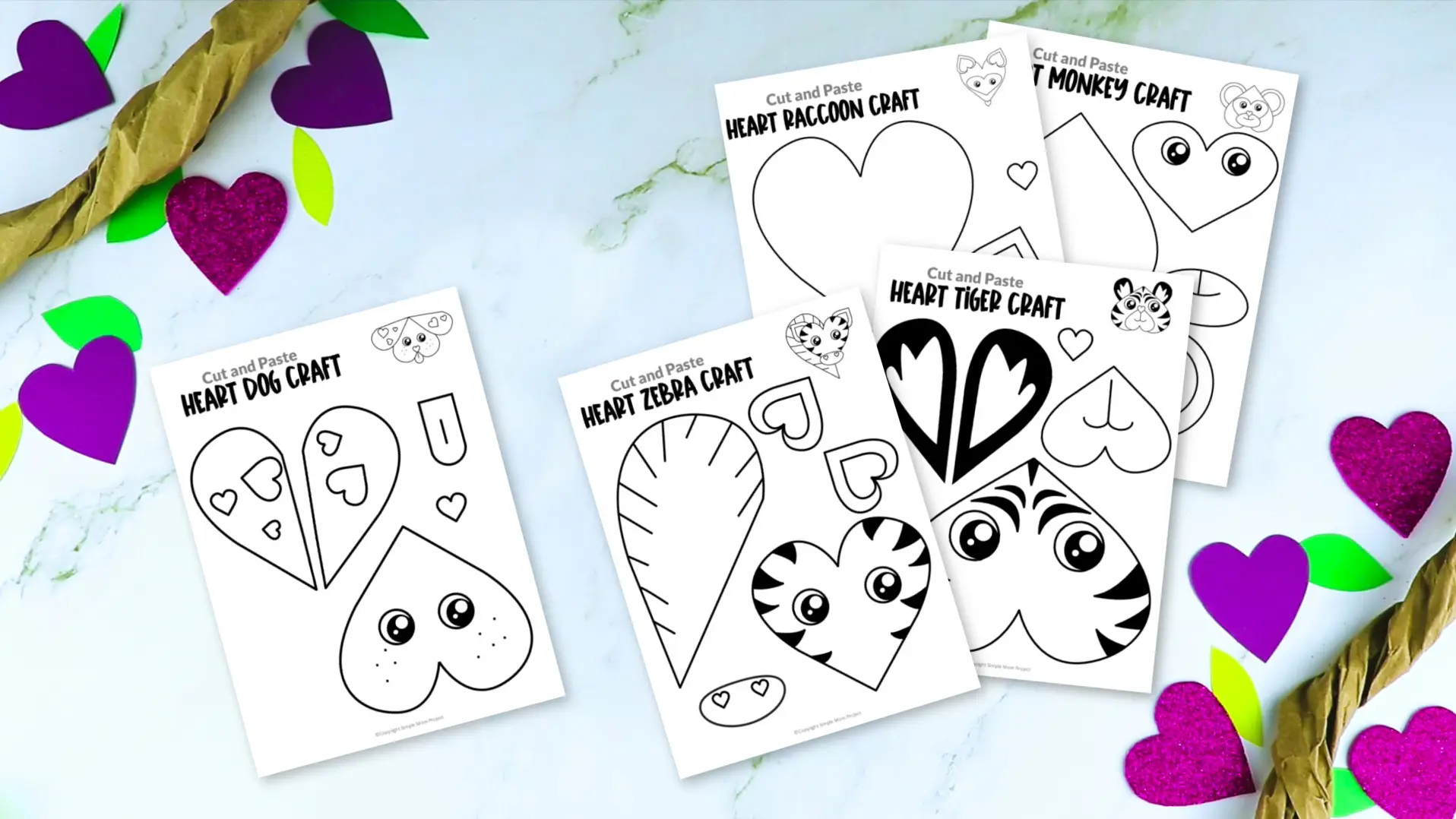 Printable Cut and Paste Heart Animal Crafts for Kids Preschool Toddler Kindergarten ULTIMATE 5