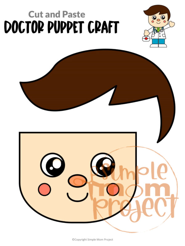 Printable Doctor Paper Bag Puppet Community Helper Craft for Kids Preschooler Toddler