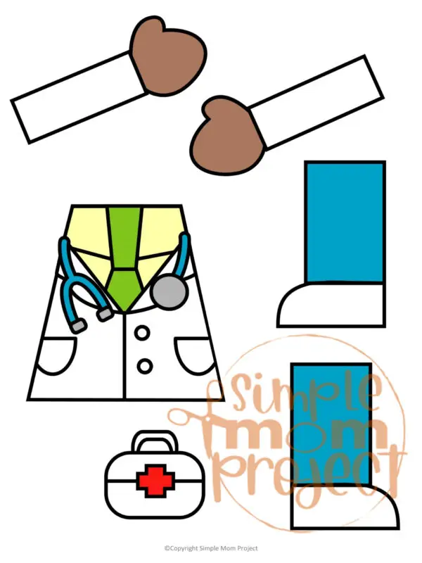 Printable Doctor Paper Bag Puppet Community Helper Craft for Kids Preschooler Toddler