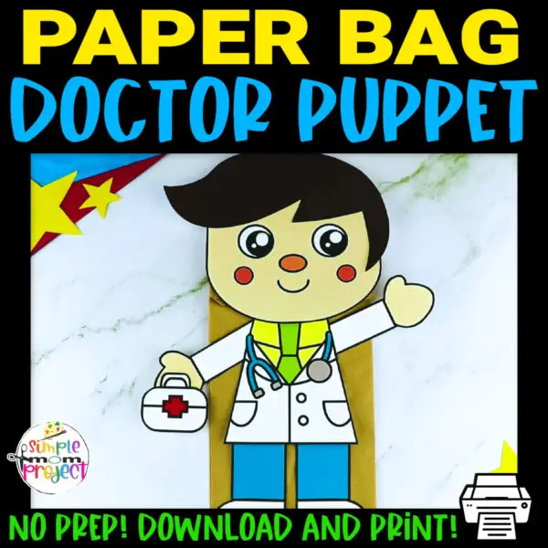 Do you kids love to pretend to be a doctor with a stethoscope, diy doctor set, or a first aid kit? Good news because these printable doctor paper bag puppet craft templates are perfect for kids of all ages. Assemble every part of the doctor then glue it on a brown paper bag. It would make a great addition to your lesson plans or puppet show, so be sure to get your printable doctor puppet templates today!