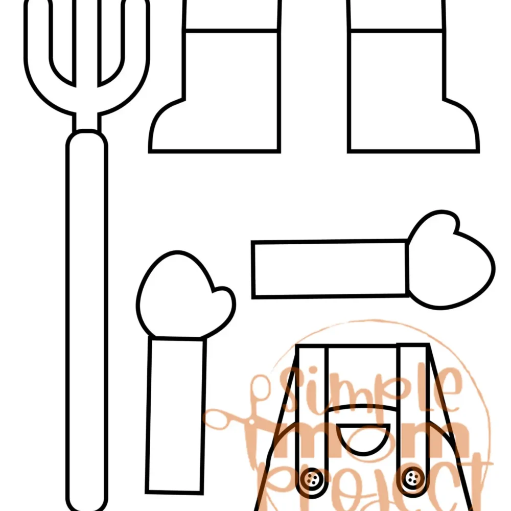 Printable Farmer Paper Bag Puppet Community Helper Craft for Kids Preschooler Toddler 1