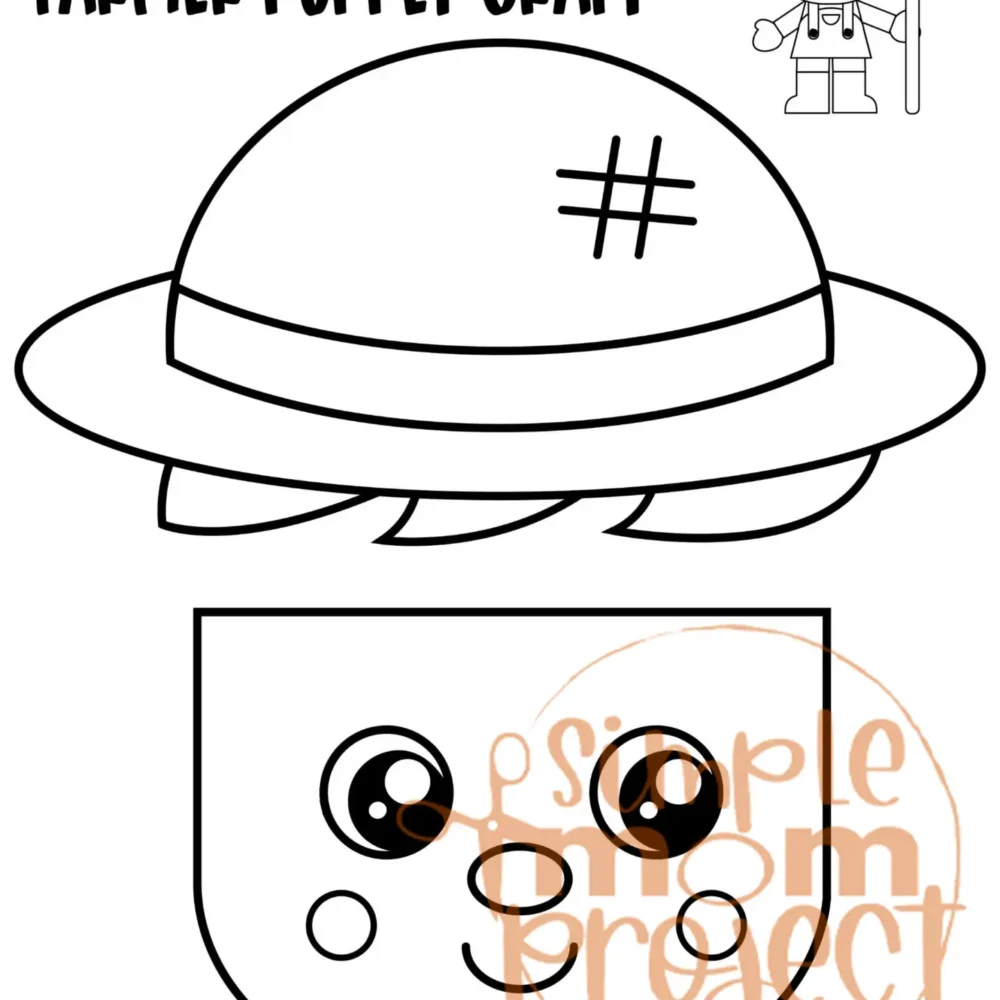 Printable Farmer Paper Bag Puppet Community Helper Craft for Kids Preschooler Toddler