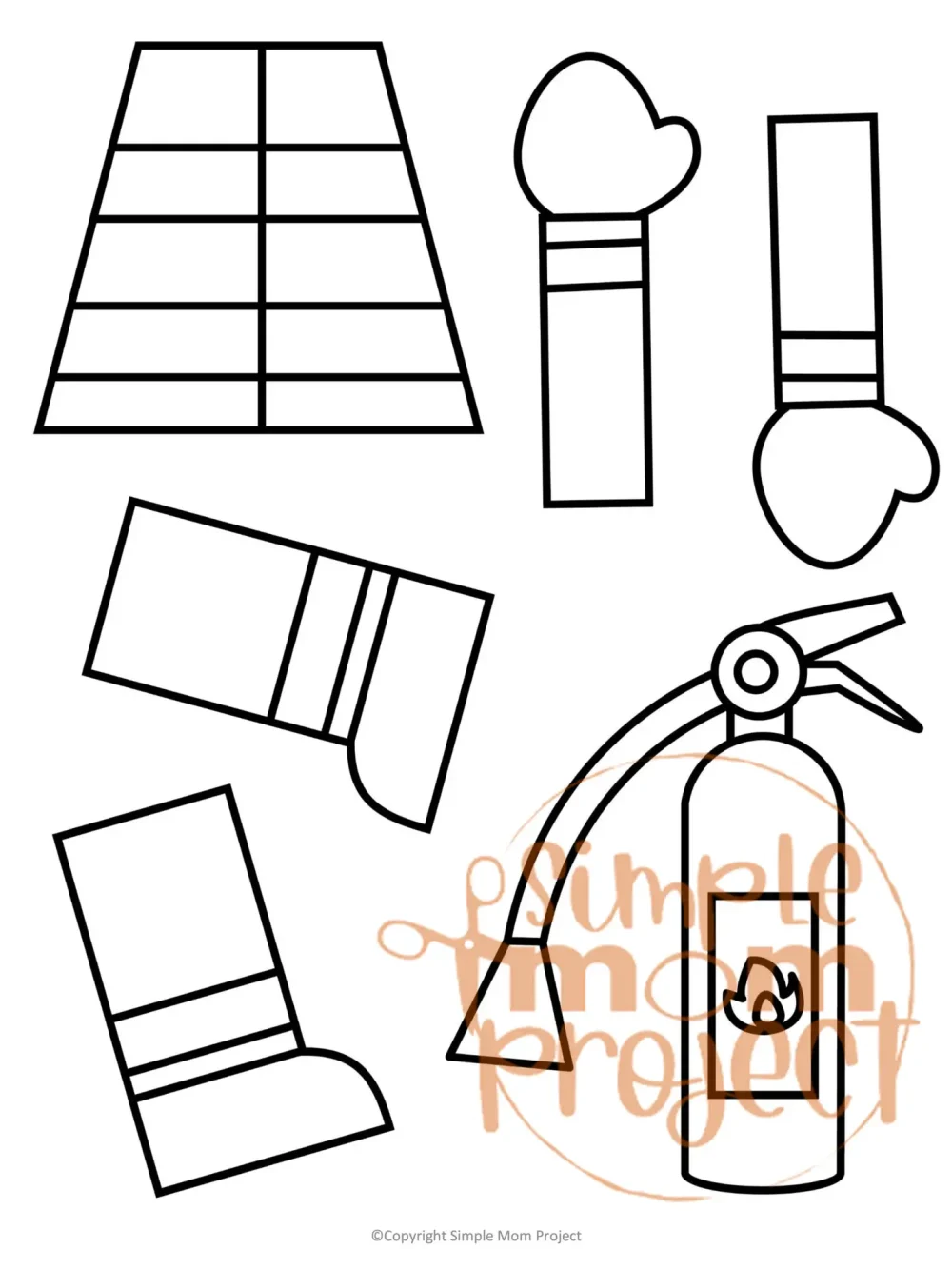 Printable Firefighter Paper Bag Puppet Community Helper Craft for Kids Preschooler Toddler