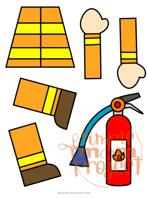 Printable Firefighter Paper Bag Puppet Community Helper Craft for Kids Preschooler Toddler