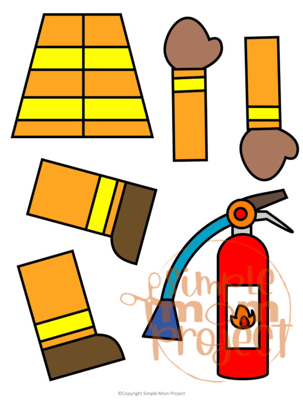 Printable Firefighter Paper Bag Puppet Community Helper Craft for Kids Preschooler Toddler 1