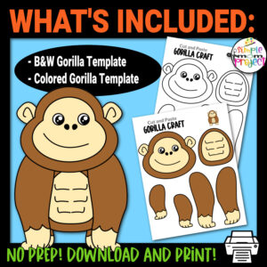 Looking for an easy cut-and-paste craft to teach your kids the letter G? This fun printable gorilla craft template is suitable for kids of all ages, from toddlers, preschoolers to kindergarteners. Include this simple gorilla shape template to your alphabet lessons, animal decorations, coloring or craft activities. Click now to grab your own printable gorilla template!