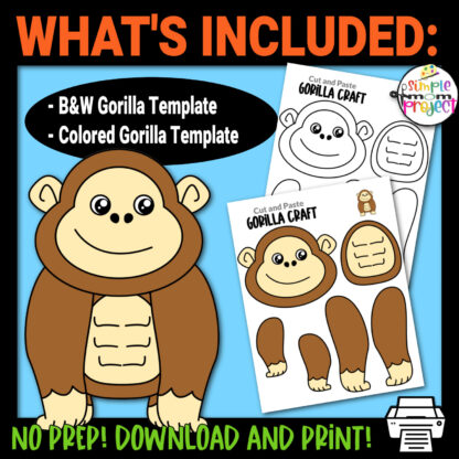 Gorilla Cut and Paste Craft - Simple Mom Project Store