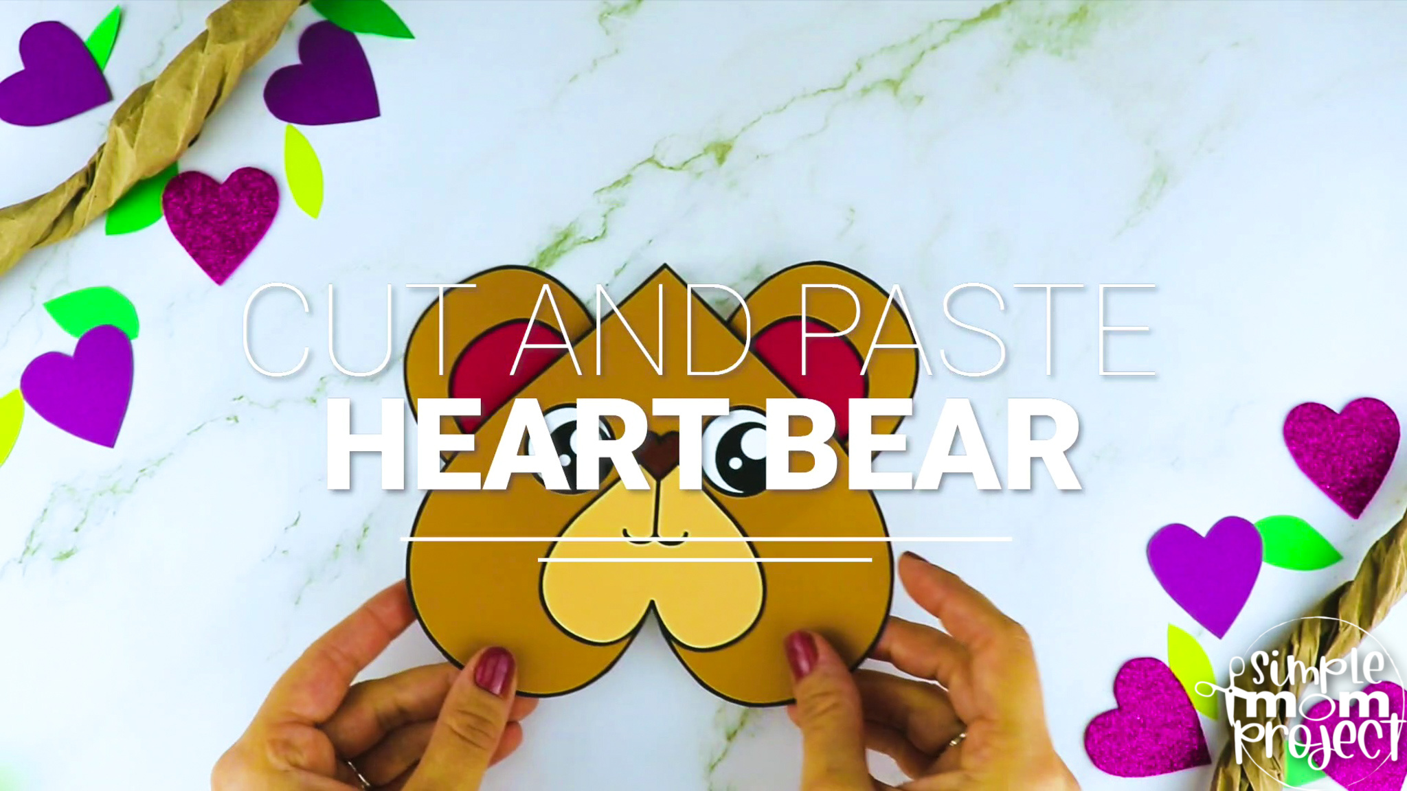 Printable Heart Bear Craft for Kids, Preschool, Toddlers, kindergarten 2