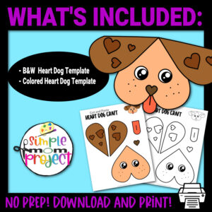 Looking for the best heart shaped dog paper craft for your preschool, kindergarten and elementary kids? This easy cut-and-paste printable heart dog craft template will keep your kids entertained for hours while developing their fine motor skills. Glue this simple heart dog template on a paper bag or popsicle stick to make a puppy dog puppet craft. Click now to grab this adorable heart dog printable template.