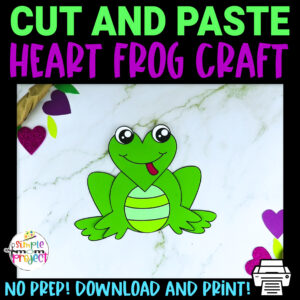 Are you looking for a simple heart shaped craft template for your kids? This adorable cut and paste heart frog craft is perfect for you! Your kids will enjoy coloring, cutting and sticking together the printable heart frog patterns. Whether you use this as creative art projects for toddlers, preschoolers or kindergartners or to learn about frogs during homeschooling, this cut and paste heart-shaped frog craft is a great fun for everyone!