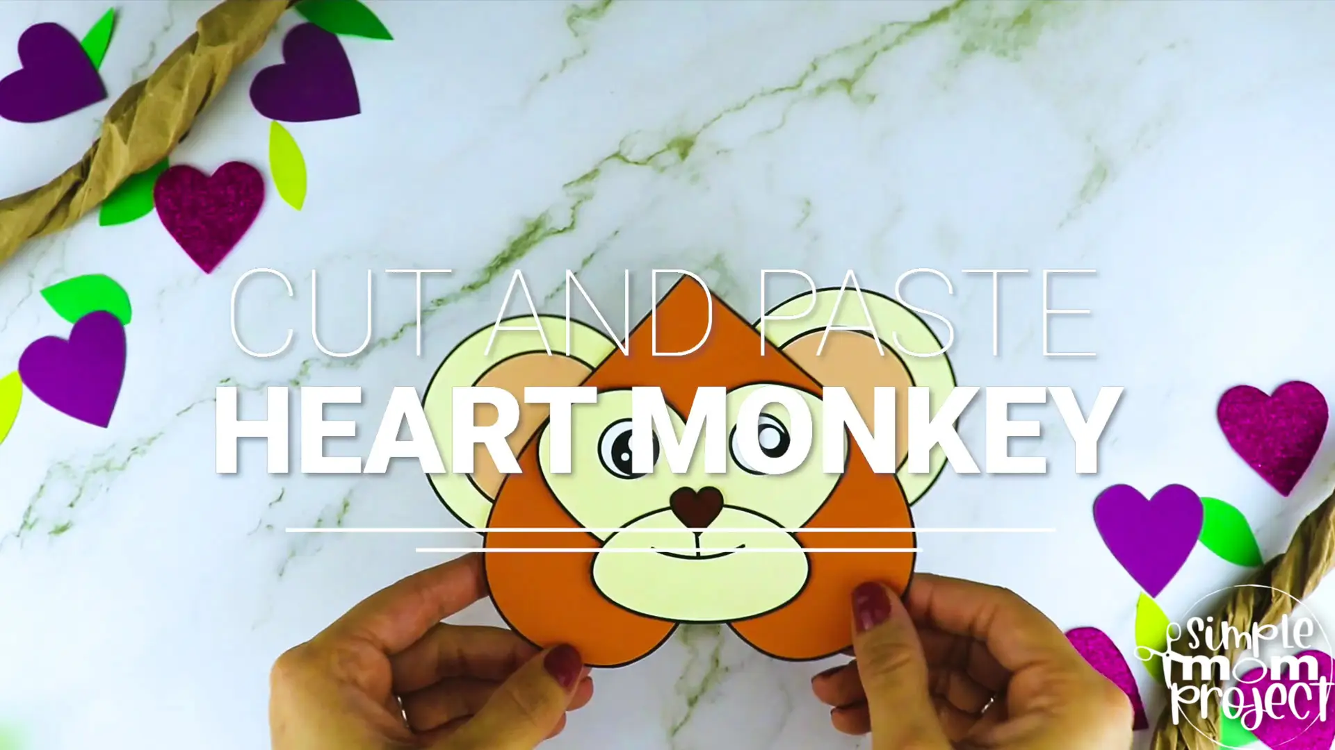 Printable Heart Monkey Craft for Kids, Preschool, Toddlers, kindergarten 1