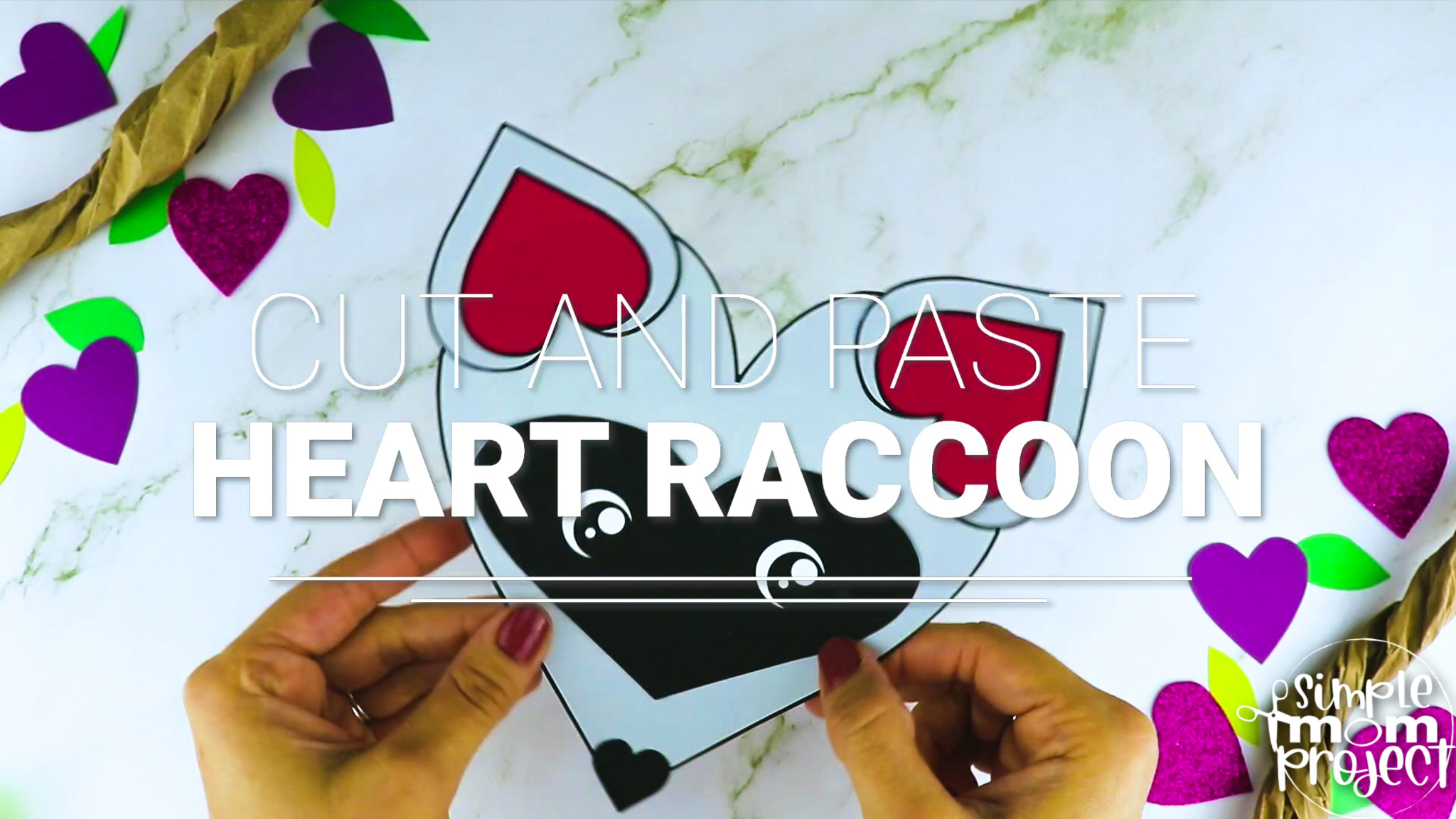 Printable Heart Raccoon Craft for Kids, Preschool, Toddlers, kindergarten 1