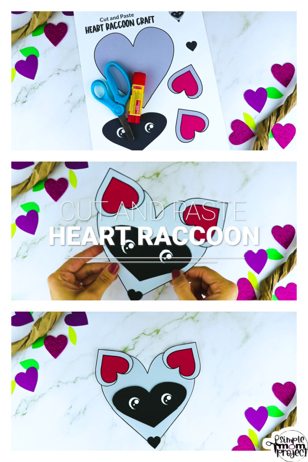 Printable Heart Raccoon Craft for Kids, Preschool, Toddlers, kindergarten 9