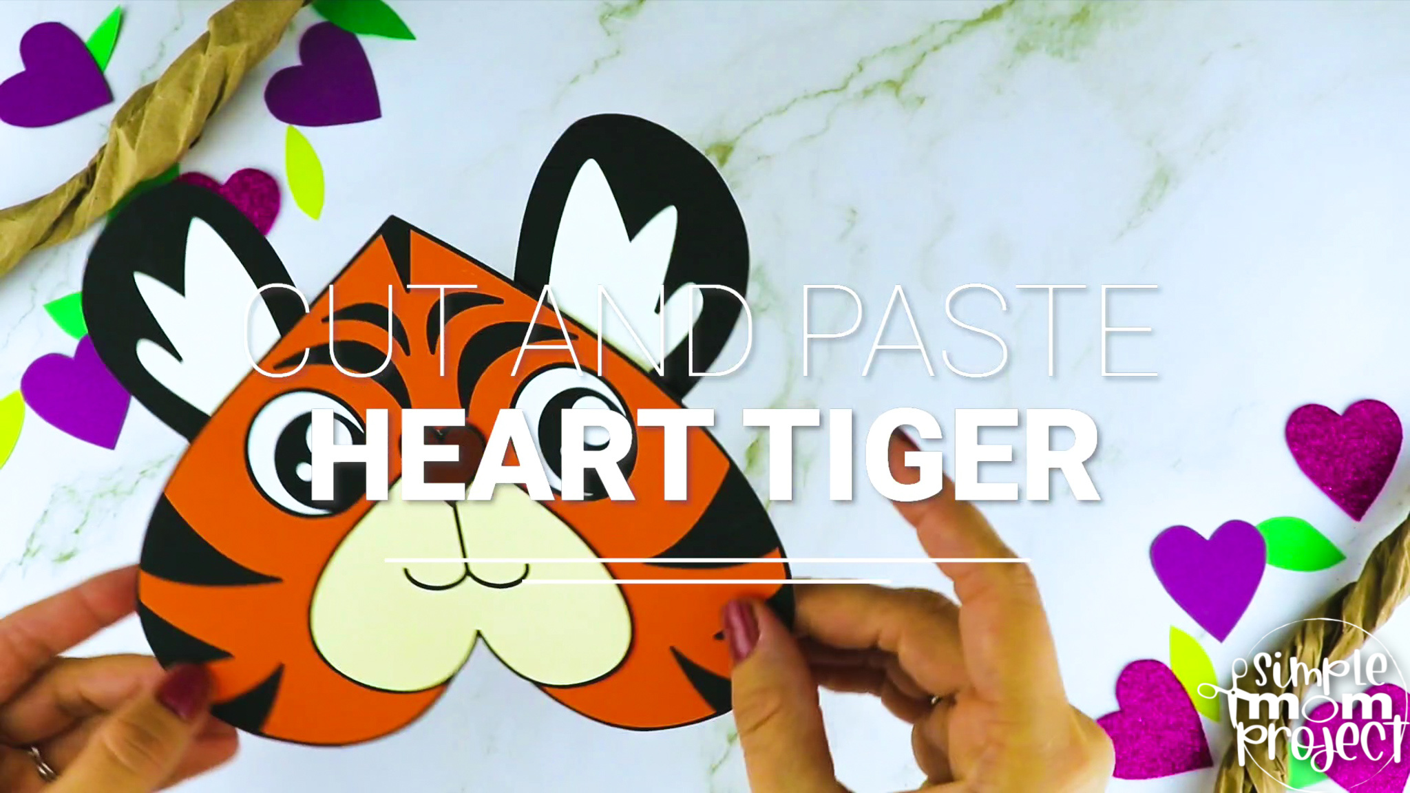 Printable Heart Tiger Craft for Kids, Preschool, Toddlers, kindergarten 1