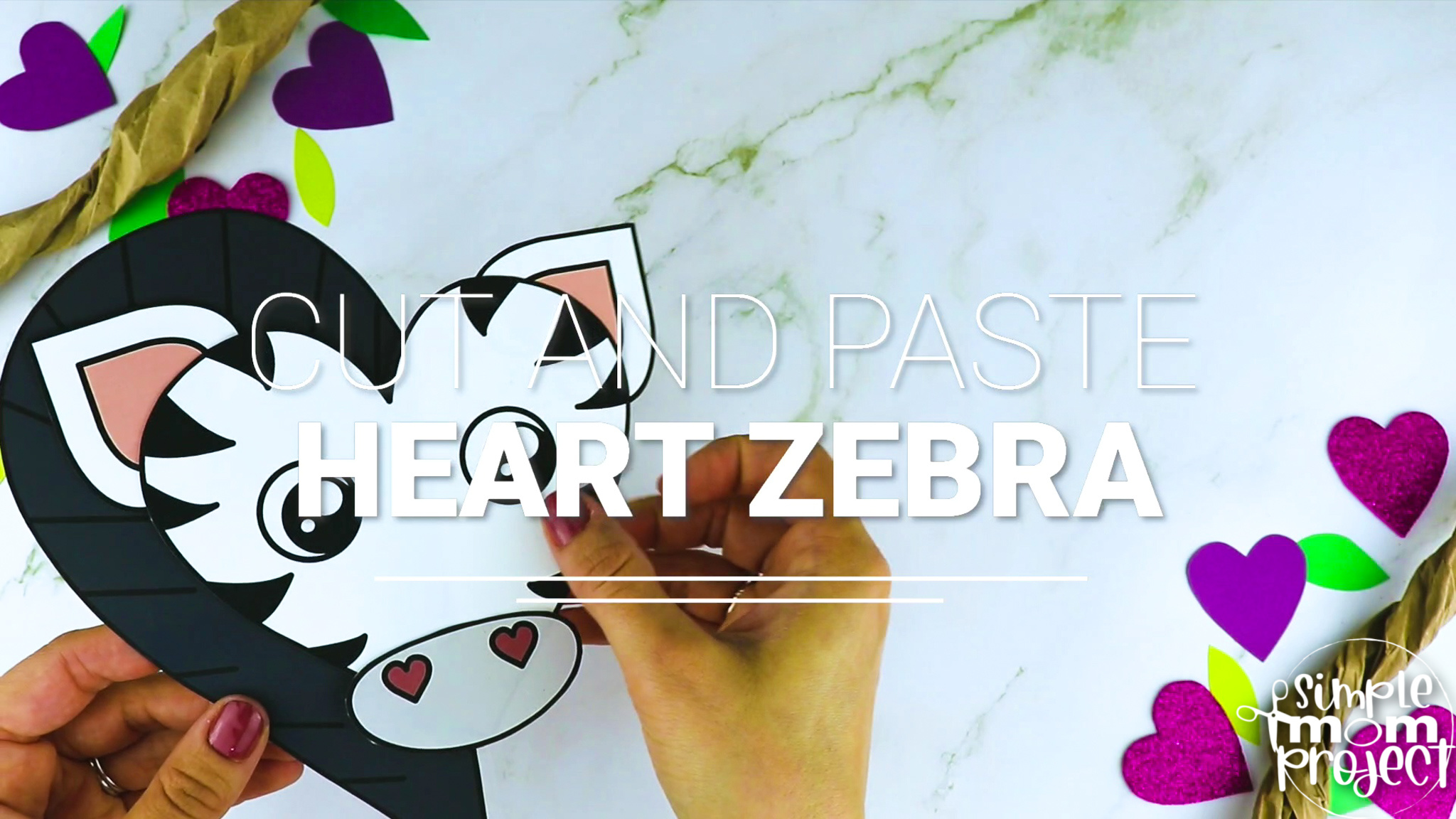 Printable Heart Zebra Craft for Kids, Preschool, Toddlers, kindergarten 1