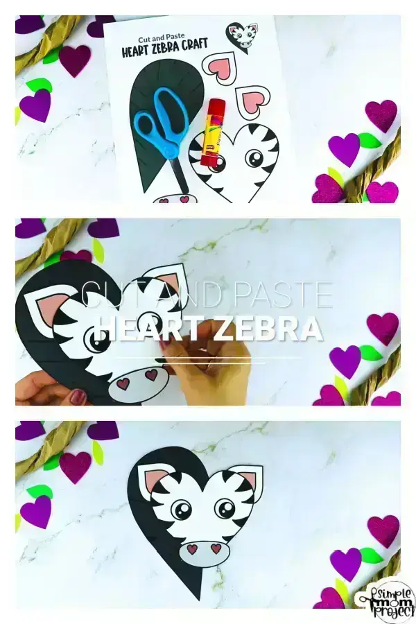 Printable Heart Zebra Craft for Kids, Preschool, Toddlers, kindergarten 11