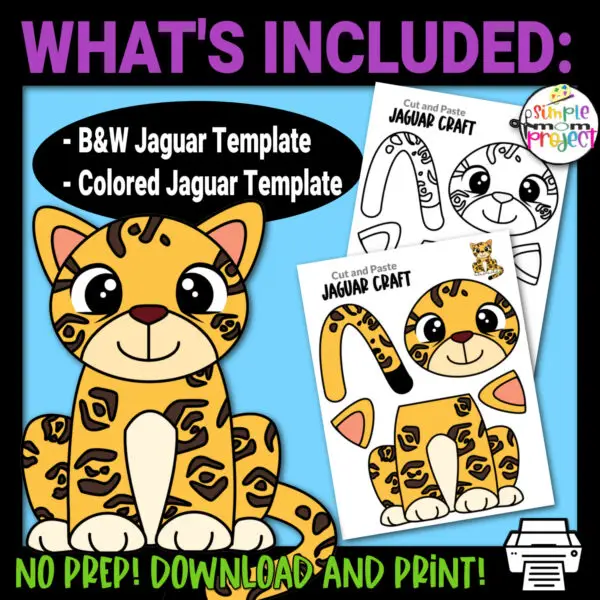 Are you looking for a fun and easy way to teach the letter J to your preschool, kindergarten or even toddler age kids? Use this easy jaguar craft to do it! It’s perfect for practice cutting and learning fun facts about jaguars. This diy printable jaguar craft template can also be glued to a paper plate or paper bag and turned into a fun art puppet. Gather all your supplies and purchase this printable jaguar template today!