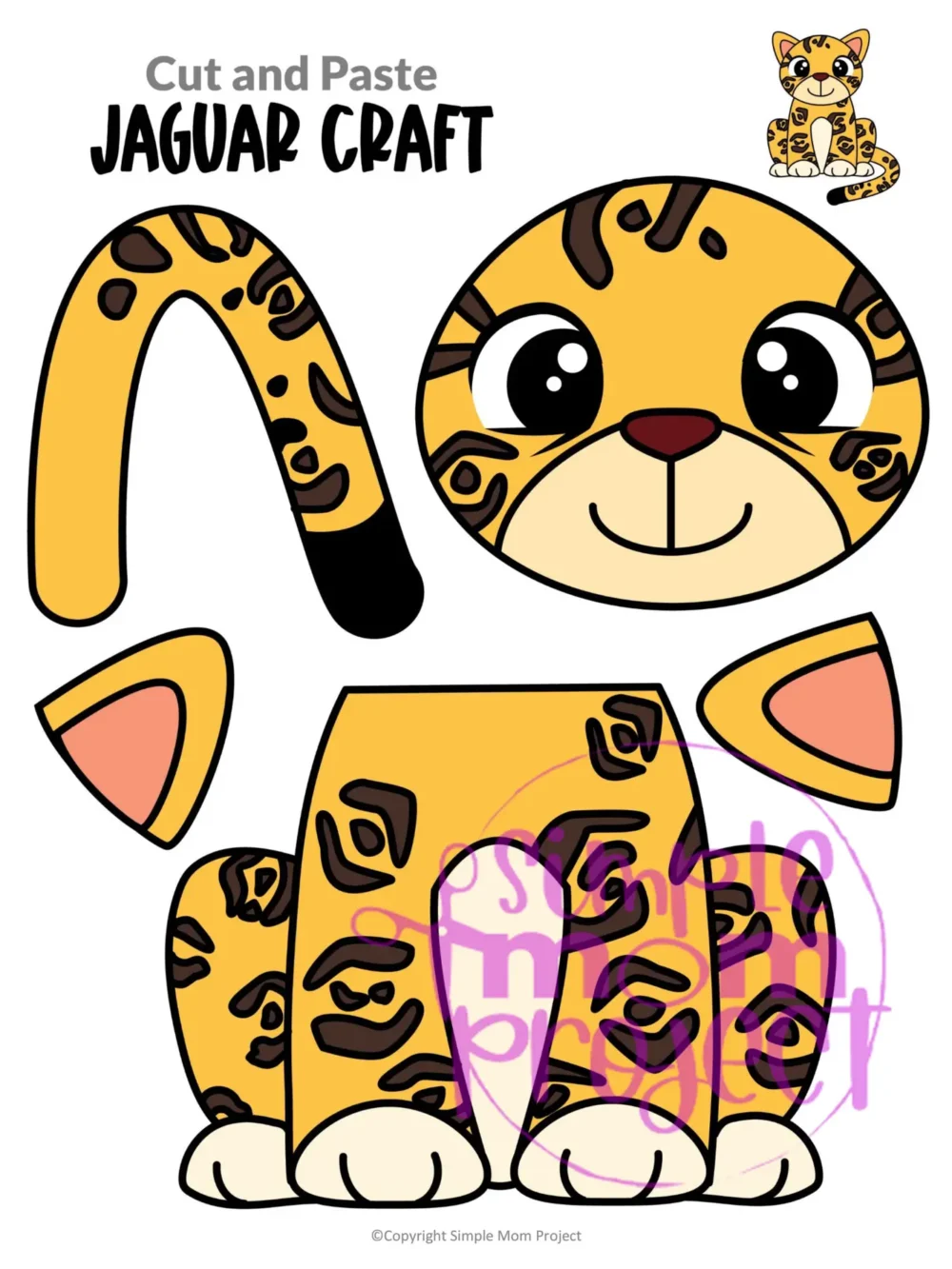 Are you looking for a fun and easy way to teach the letter J to your preschool, kindergarten or even toddler age kids? Use this easy jaguar craft to do it! It’s perfect for practice cutting and learning fun facts about jaguars. This diy printable jaguar craft template can also be glued to a paper plate or paper bag and turned into a fun art puppet. Gather all your supplies and purchase this printable jaguar template today!