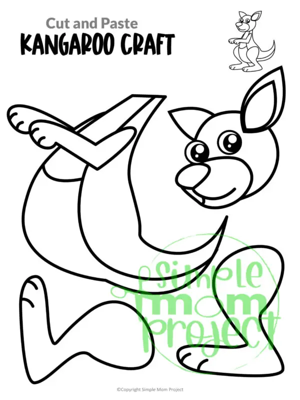 Printable Kangaroo Craft Template for Kids Preschool Toddler elementary nursing home