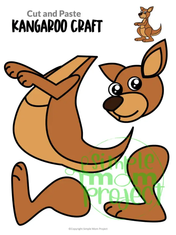 Printable Kangaroo Craft Template for Kids Preschool Toddler elementary nursing home