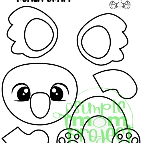 Printable Koala Craft Template for Kids Preschool Toddler elementary nursing home