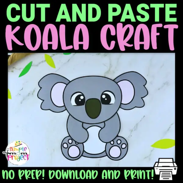 Printable Koala Craft Template for Kids Preschool Toddler elementary nursing home 12