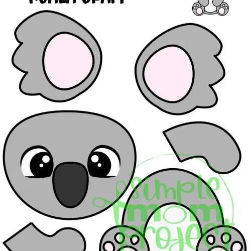 Printable Koala Craft Template for Kids Preschool Toddler elementary nursing home