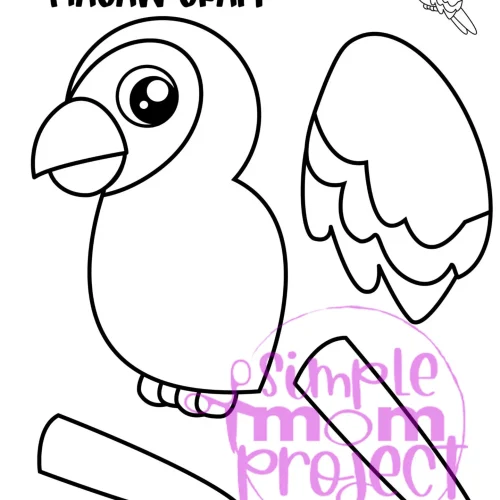 Printable Macaw Parrot Craft Template for Kids Preschool Toddler elementary nursing home