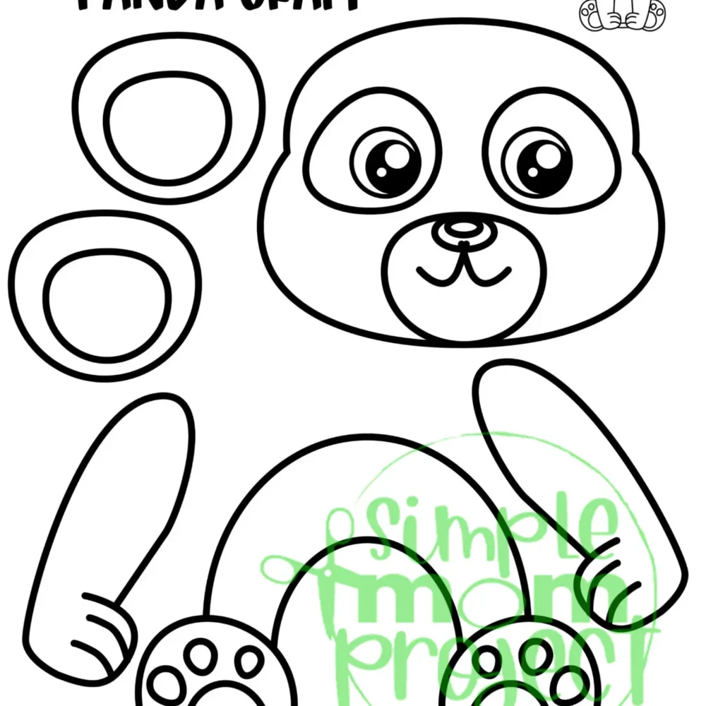 Printable Panda Bear Craft Template for Kids Preschool Toddler elementary nursing home