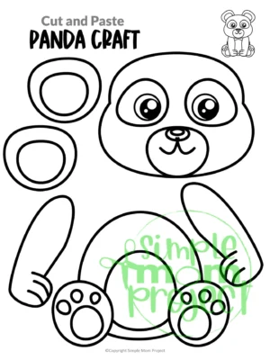 Printable Panda Bear Craft Template for Kids Preschool Toddler elementary nursing home