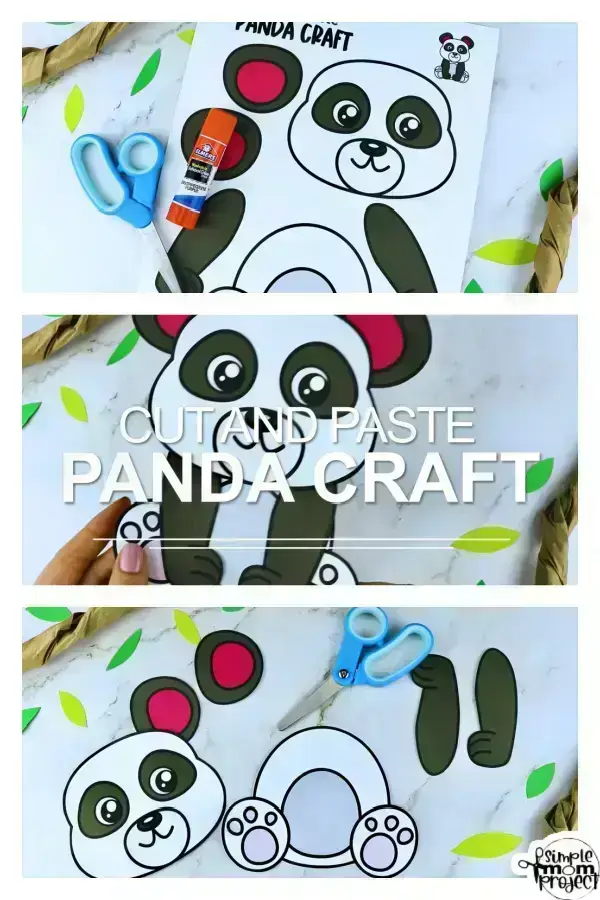 Printable Panda Bear Craft Template for Kids Preschool Toddler elementary nursing home