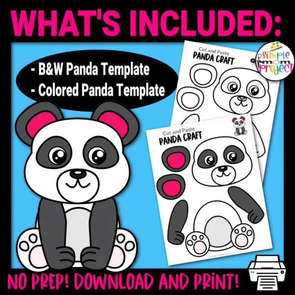 Printable Panda Bear Craft Template for Kids Preschool Toddler elementary nursing home 13