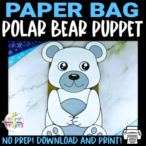 Looking for a winter animal puppet printable for your toddler, preschool and kindergarten kids? This printable polar bear paper bag puppet craft is great for your winter themed puppet show, storytelling and lesson plans. It’s a fun and easy to assemble preschool craft activity for kids of all ages. Click now to grab your printable polar bear puppet templates today!