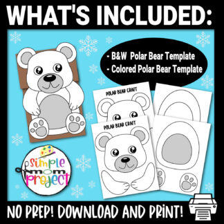 Polar Bear Paper Bag Puppet Craft Template - Simple Mom Project Store