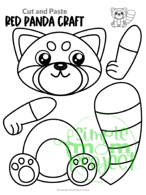 Printable Red Panda Bear Craft Template for Kids Preschool Toddler elementary nursing home